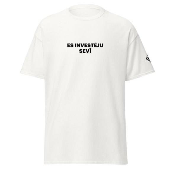 Es investēju sevī, balts T-krekls