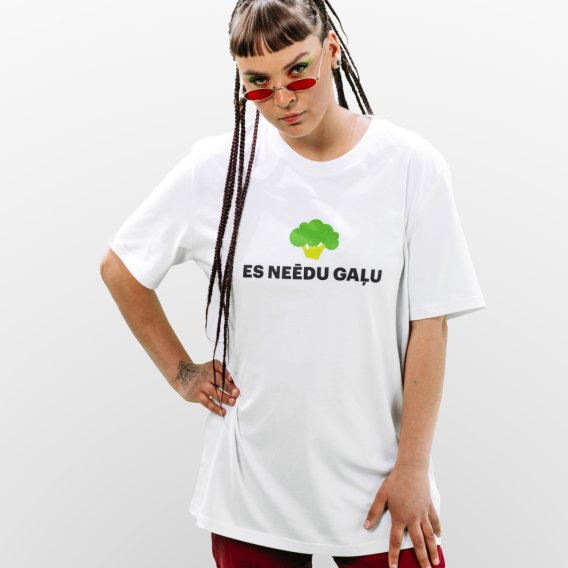 Image of Es neēdu gaļu, balts T-krekls, Unisex