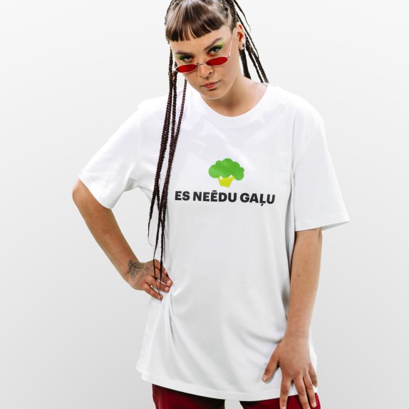 Es neēdu gaļu, balts T-krekls, Unisex